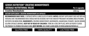 GENIUS NUTRITION creatina monohidrata CREATINE 60 MEGA CAPS - Img 2