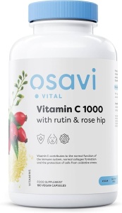 Supliment pentru imunitate si protectie antioxidanta - Osavi Vitamin C 1000 mg cu rutin si macese 180 capsule vegane