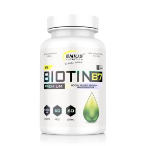 Suport pentru par, piele si unghii sanatoase - Genius Nutrition Biotin B7 60 Tablete