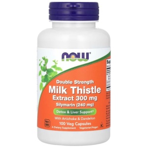 Silimarina putere dubla,cu extract de ciulin de lapte si anghinare, Now Foods Milk Thistle, 100 capsule vegane - Img 1