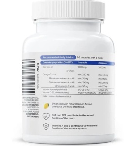 Omega 3, Vitamina A si D pentru imunitate - Osavi Norwegian Cod Liver Oil 1000 mg 60 capsule - Img 2