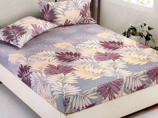 Cearsaf de pat cu elastic si 2 fete de perna, CNC L71, 180x200cm (Bumbac Satinat)