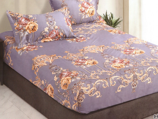 Cearsaf de pat cu elastic si 2 fete de perna, CNC LH01, 180x200cm (Bumbac Satinat)