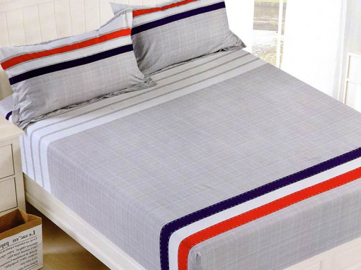 Cearsaf de pat cu elastic si 2 fete de perna, CNC L30, 180x200cm (Bumbac Satinat)