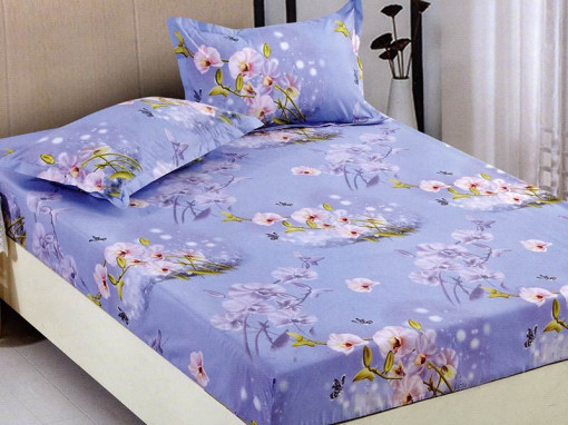 Cearsaf de pat cu elastic si 2 fete de perna, CNC L67, 180x200cm (Bumbac Satinat)