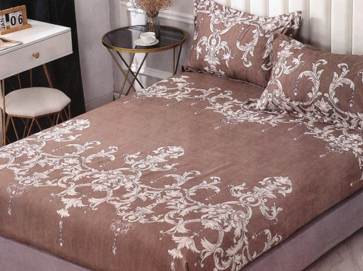 Cearsaf de pat cu elastic si 2 fete de perna, CNC LH15, 180x200cm (Bumbac Satinat)