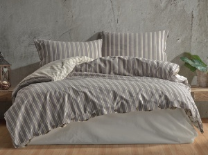 Lenjerie 1 Persoana Madras Antracit (Bumbac 100%)