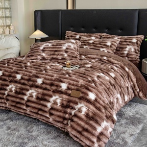 Lenjerie cocolino cu Elastic 180x200 Liny V11 Marmura Brown (Cocolino) - Img 2