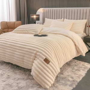 Lenjerie cocolino cu Elastic 180x200 Liny V7 Crem (Cocolino) - Img 2