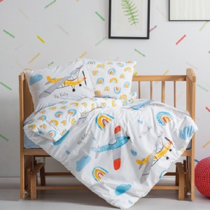 Lenjerie Patut Bebe Sky Albastru (Bumbac 100%) - Img 1
