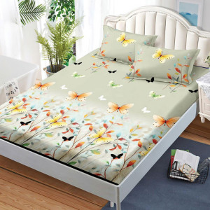 Cearsaf de pat cu elastic si 2 fete de perna, Genna, 180x200cm (Finet)