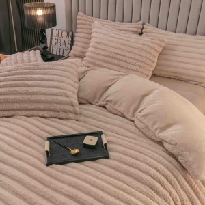 Lenjerie cocolino cu Elastic 180x200 Liny V12 Light Beige (Cocolino) - Img 3