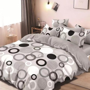 Pachet Somn Complet Lenjerie Grey Circle 6 Piese (Finet), Pilota, 2 Perne și Pătură Pufoasă