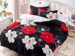 Pachet Somn Complet Lenjerie cu Elastic 180x200 Hortensia, 6 Piese (Finet), Pilota, 2 Perne si Patura Pufoasa