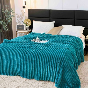 Patura Cocolino Groasa Stripe V8 Turcoaz 200x230 cm - Img 1