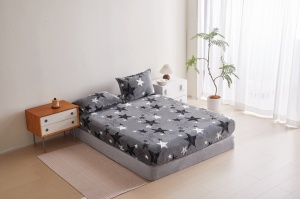 Cearsaf de pat Cocolino cu elastic si 2 fete de perna Starry grey 180x200cm