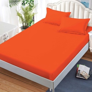 Cearsaf de pat cu elastic si 2 fete de perna Junne Orange 180x200 cm (Finet)