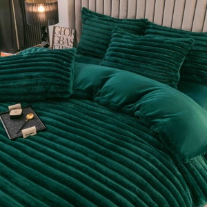 Lenjerie cocolino cu Elastic 180x200 Liny V3 Verde inchis (Cocolino) - Img 2