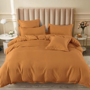 Lenjerie cu Elastic 180x200 Junne Camel Dark 6 Piese (Finet)