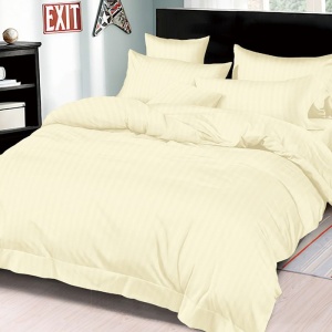 Lenjerie Damasc cu elastic 180x200 Premium Crem (Finet)