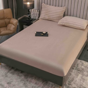 Lenjerie cocolino cu Elastic 180x200 Liny V12 Light Beige (Cocolino) - Img 5