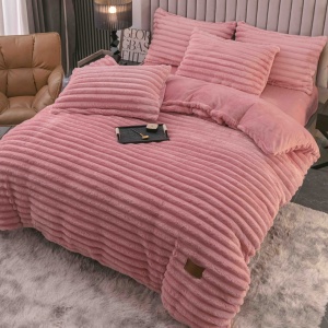 Lenjerie cocolino cu Elastic 180x200 Liny V5 Roz (Cocolino)