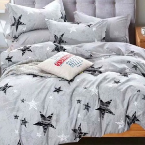 Pachet Somn Complet Lenjerie cu Elastic 180x200 Crayon Star, 6 Piese (Finet), Pilota, 2 Perne si Patura Pufoasa