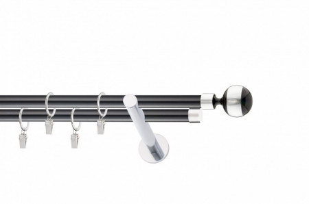 Galerie dubla BILA INOX PICIOR UNIVERSAL INOX ,prindere perete 19/19 negru