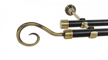 Galerie dubla fara inele duo HAK 19/19 mm negru aur antic
