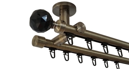 Galerie dubla prindere tavan teava profil kula cristal negru 19/19 mm aur antic