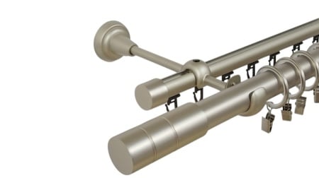 Galerie dubla cylindru , teava neteda si profil,grosime 25 si 19mm, crom mat