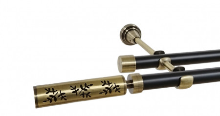 Galerie dubla fara inele duo FLORA 19/19 mm negru aur antic