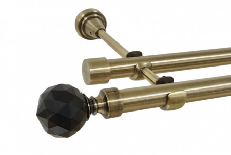 Galerie dubla - fara inele - KULA CRYSTAL NEGRU/19 -dubla – fără inele - aur antic
