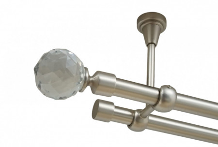 Galerie dubla kula crystal fara inele prindere tavan 19/19 mm crom mat
