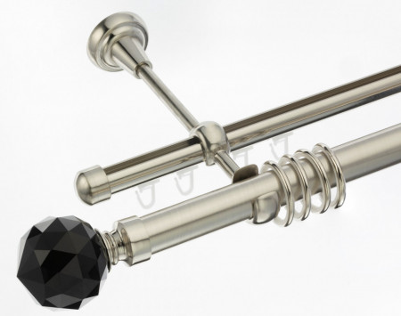 Galerie dubla kula crystal negru 25/19 teava si profil inox