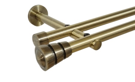 Galerie dubla picior universal fara inele prindere perete corso 19/19 mm aur antic