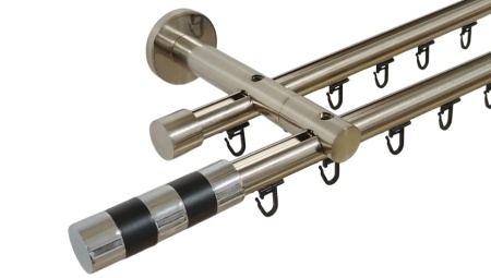 Galerie dubla PRINDERE PERETE suport universal TEAVA PROFIL -CILINDRU NEGRU /19 -INOX