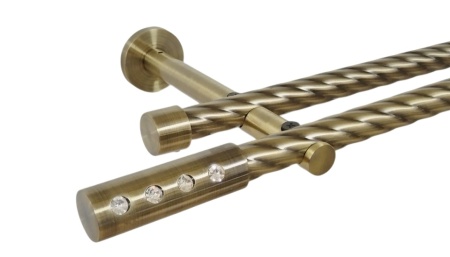 Galerie dubla twist picior universal fara inele prindere perete allure 19/19 mm aur antic