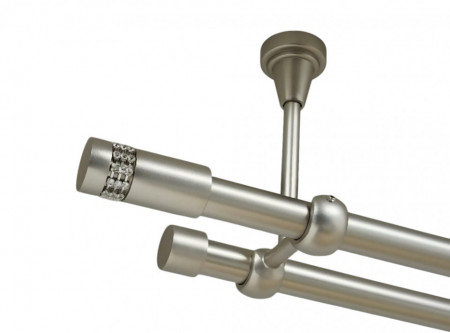 Galerie dubla xantos fara inele prindere tavan 19/19 mm crom mat