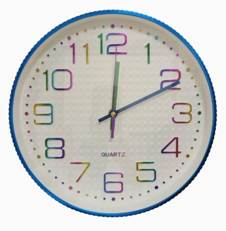 Ceas de perete cu design modern, albastru /alb ,30 cm diametru, 0201-8