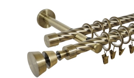 Galerie dubla twist prindere perete picior universal afina 19/19 aur antic