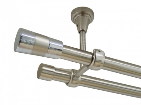 Galerie dubla valeo crom fara inele prindere tavan 19/19 mm inox