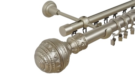 Galerie dubla betina , teava neteda si profil,grosime 25 si 19mm, crom mat