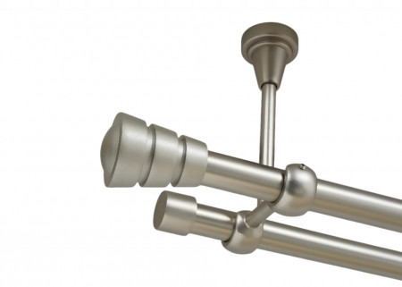 Galerie dubla corso fara inele prindere tavan 19/19 mm crom mat