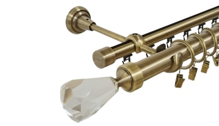 Galerie dubla crystal cone , teava neteda si profil,grosime 25 si 19mm, aur antic