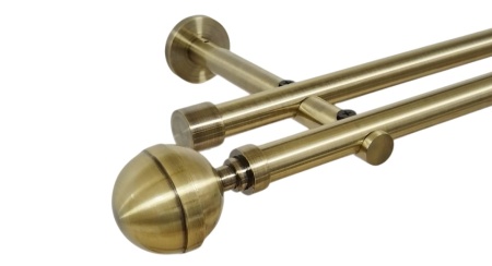 Galerie dubla picior universal fara inele prindere perete kula lux 19/19 mm aur antic
