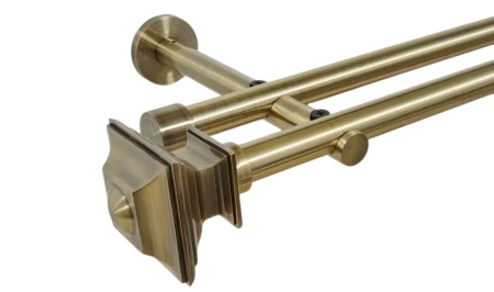 Galerie dubla picior universal fara inele prindere perete verdi 19/19 mm aur antic