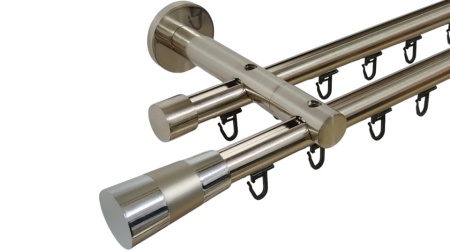 Galerie dubla teava profil valeo crom ,prindere perete 19/19 inox