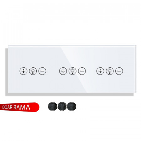 Panou întrerupător dimmer+dimmer+dimer (Variator tensiune) din sticla M1