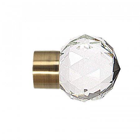 Set capat decorativ pentru galerie 19 mm kula cristal aur antic 2 bucati